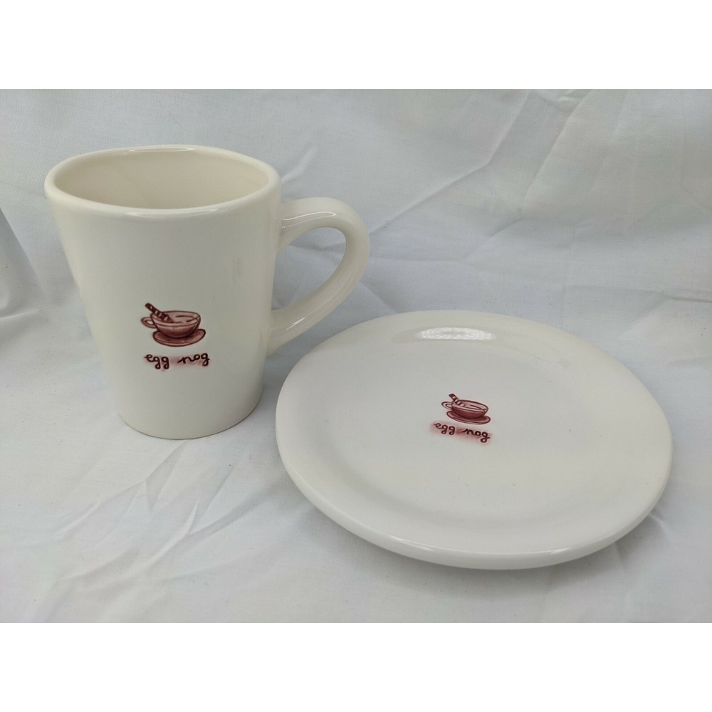 Williams Sonoma Holiday Beverage Cup Saucer Set Egg Nog